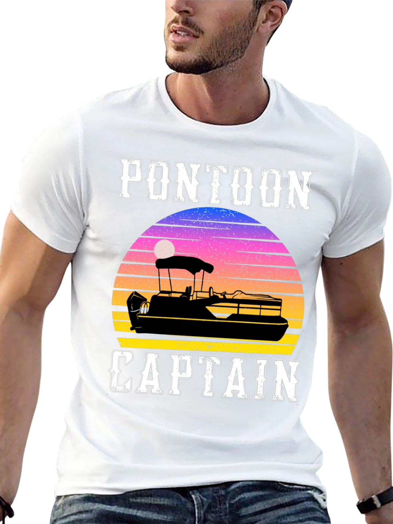 Pontoon Captain Sunset Graphic Tee
