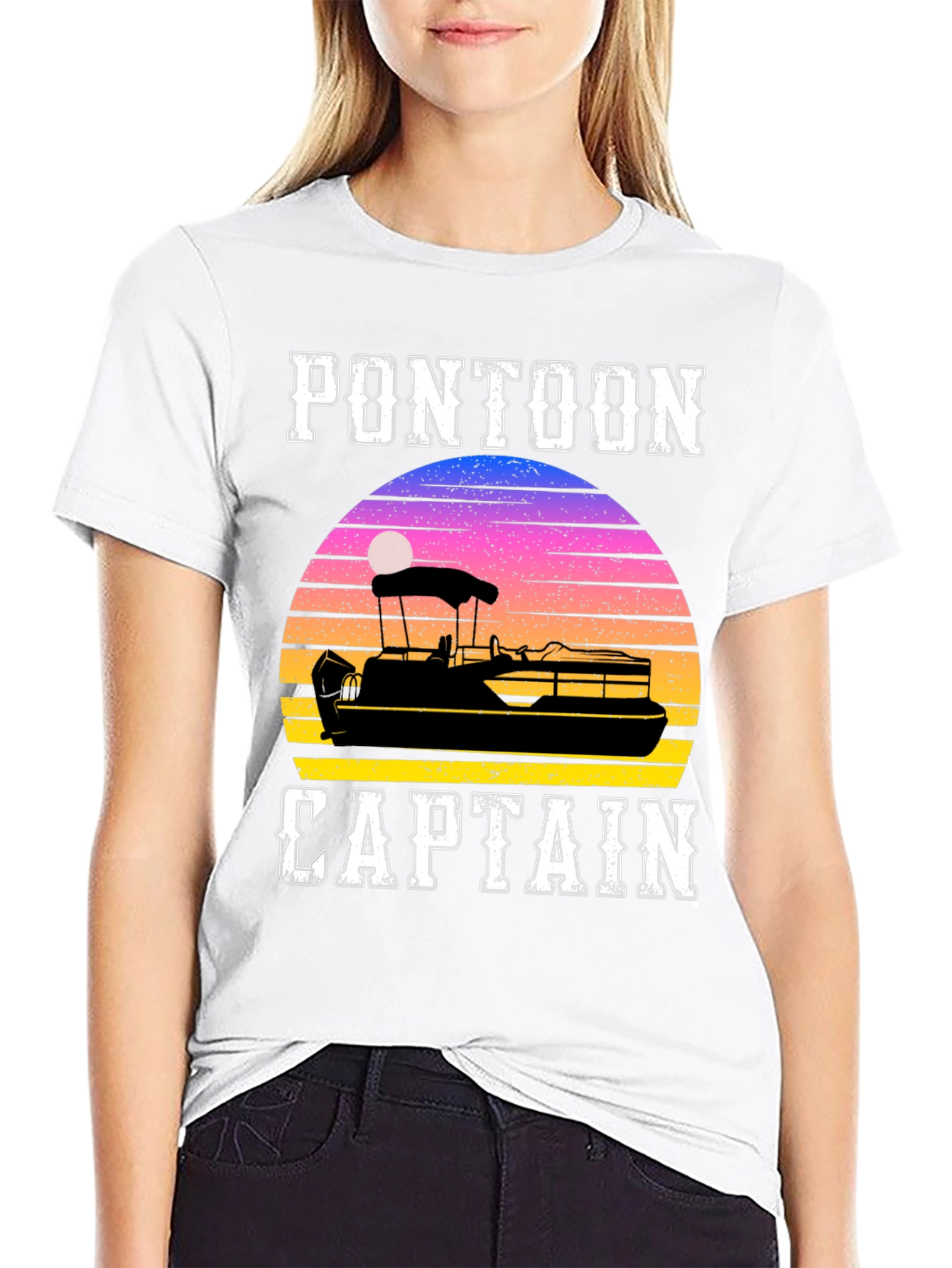 Pontoon Captain Sunset Graphic Tee