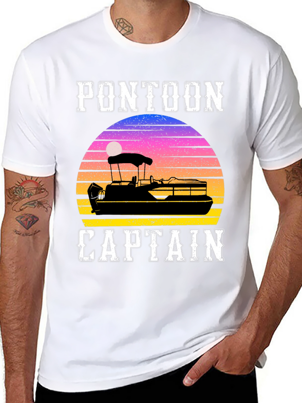 Pontoon Captain Sunset Graphic Tee
