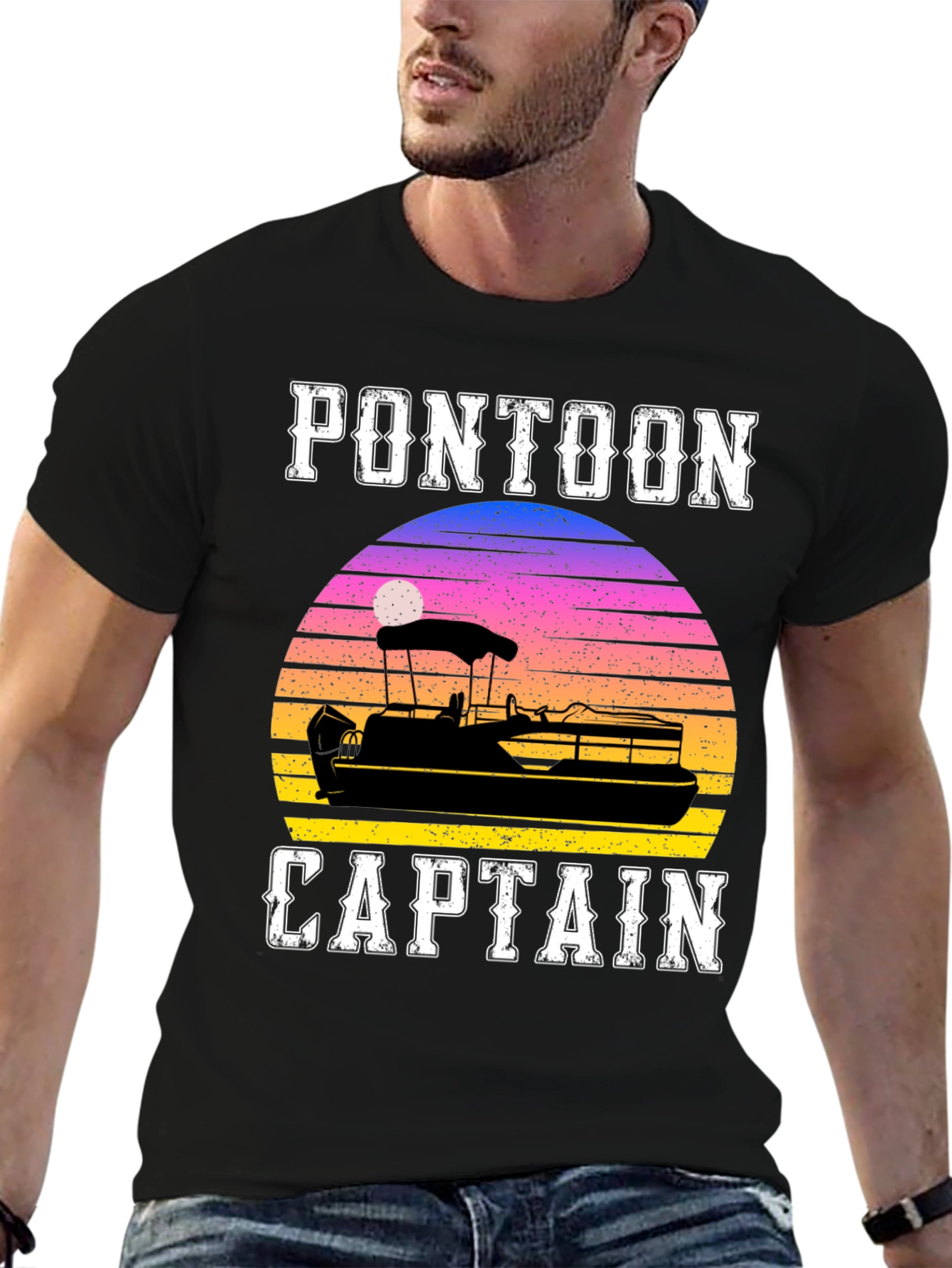Pontoon Captain Sunset Graphic Tee