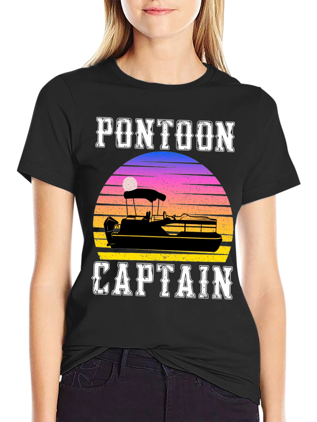 Pontoon Captain Sunset Graphic Tee