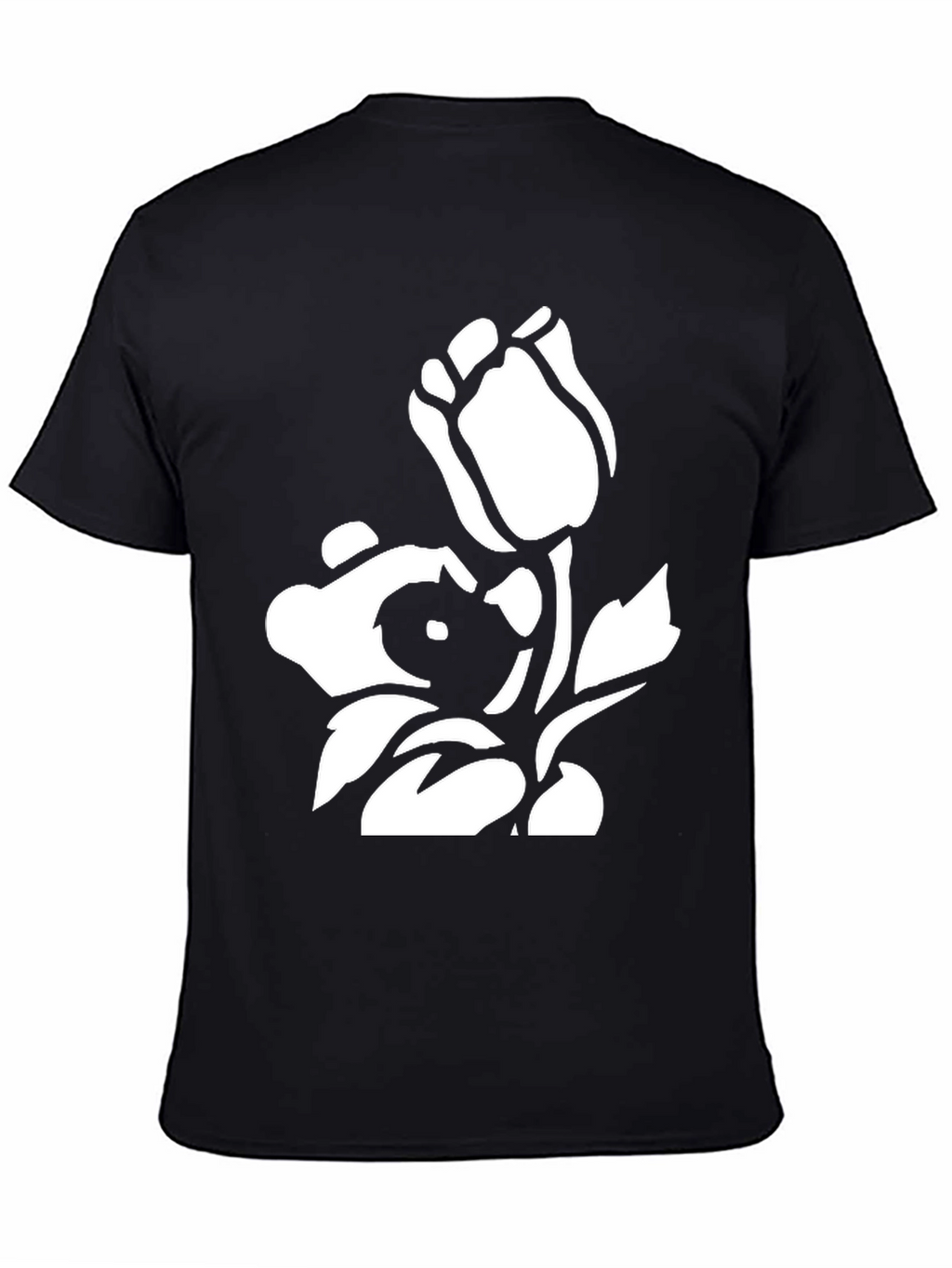 Black T-Shirt with Floral Graphic