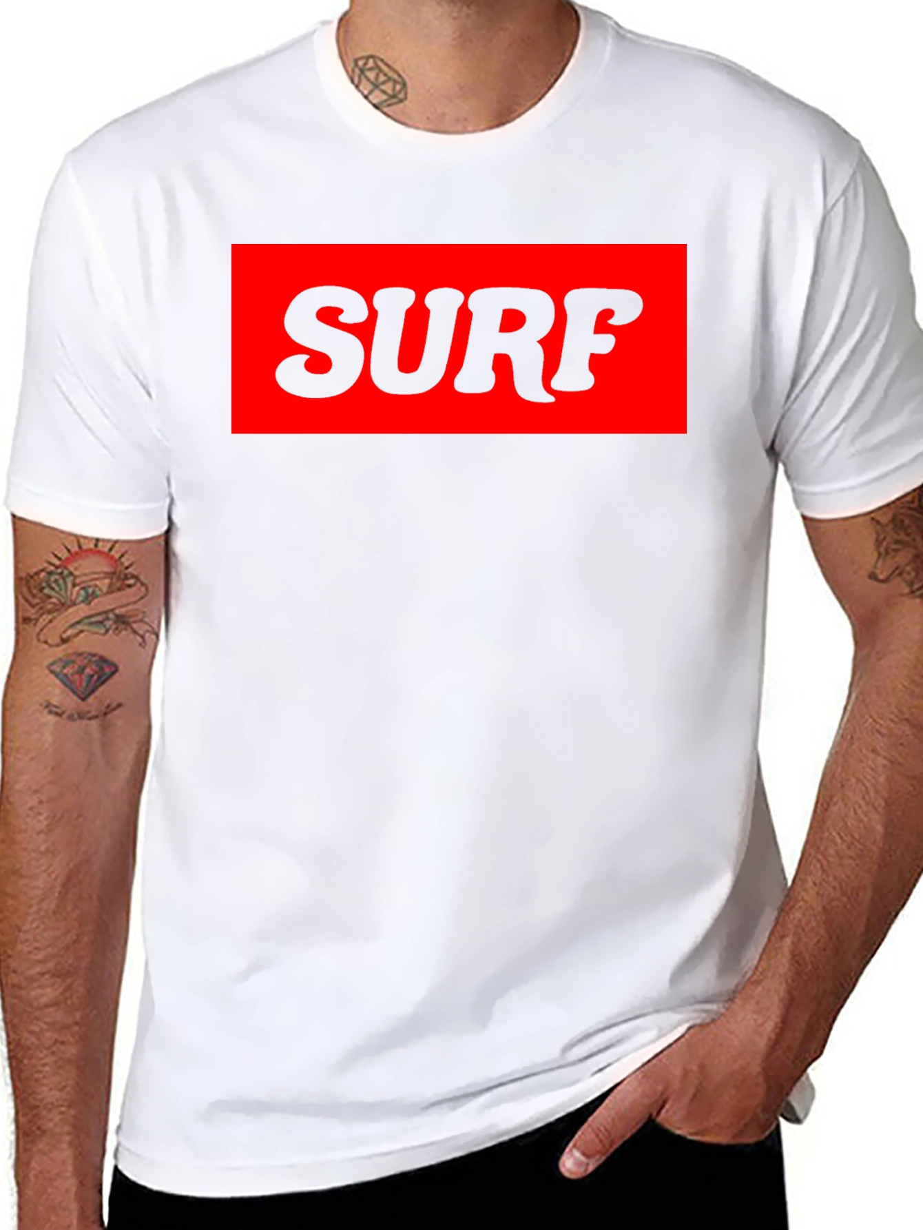 Surf Graphic Tee - Bold Black T-Shirt with Red Print