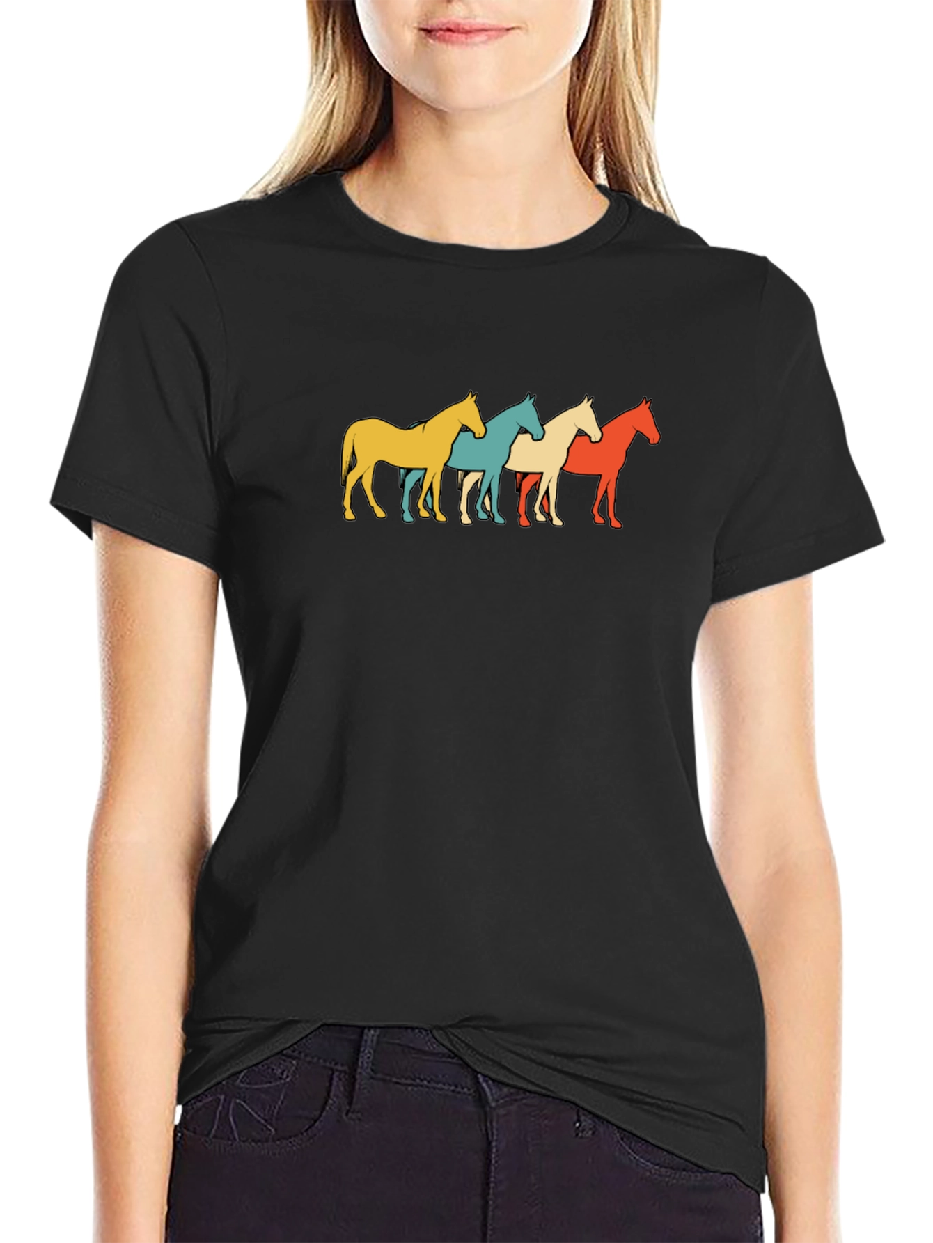 Retro Horse Graphic Tee - Black