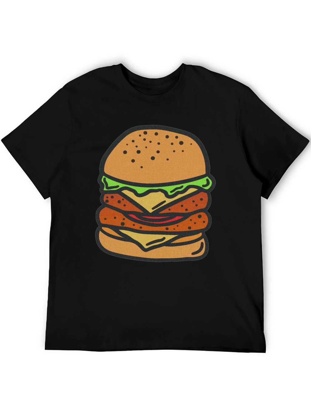 Burger Graphic Tee - Black Cotton T-Shirt