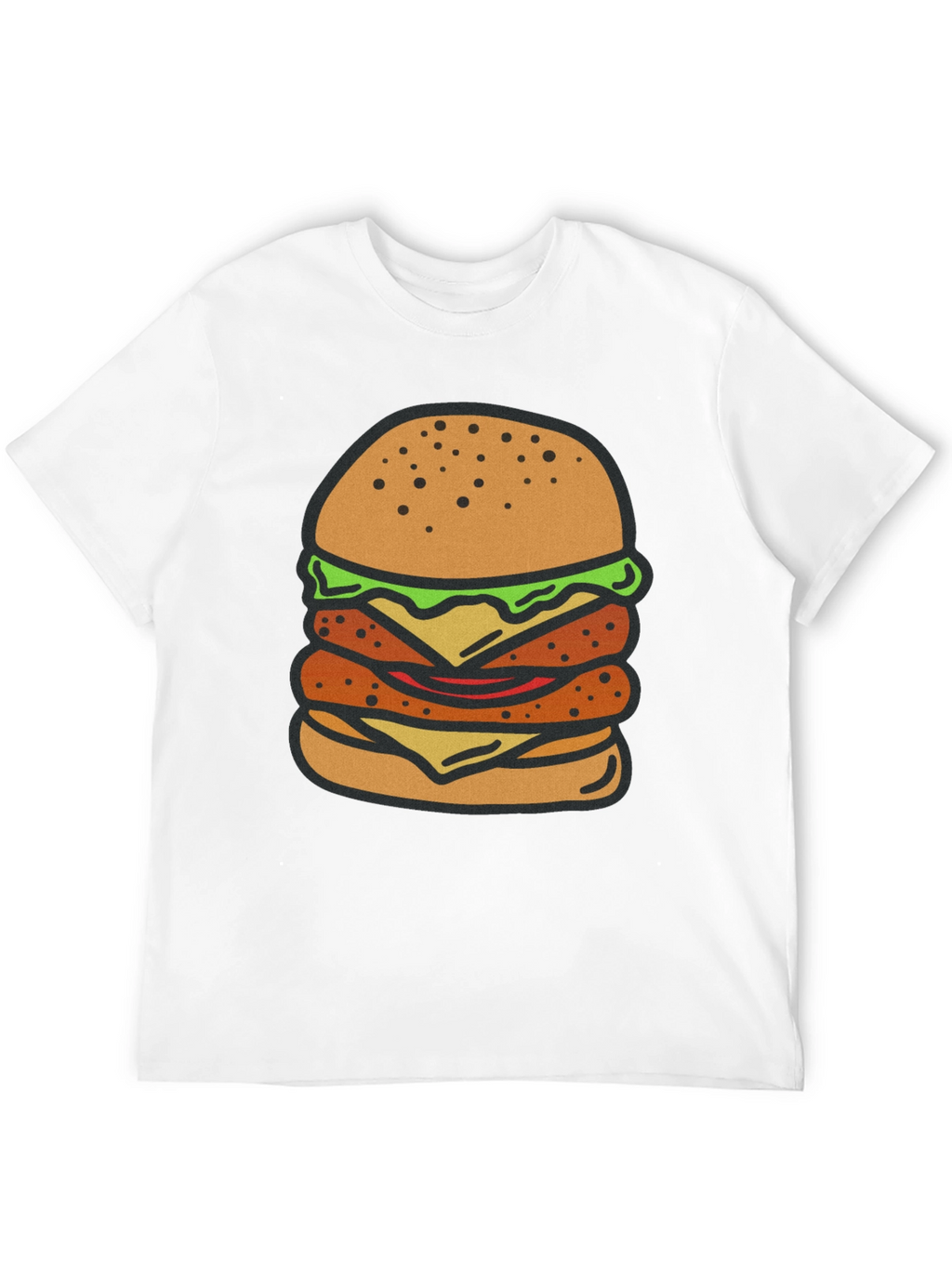 Burger Graphic Tee - Black Cotton T-Shirt