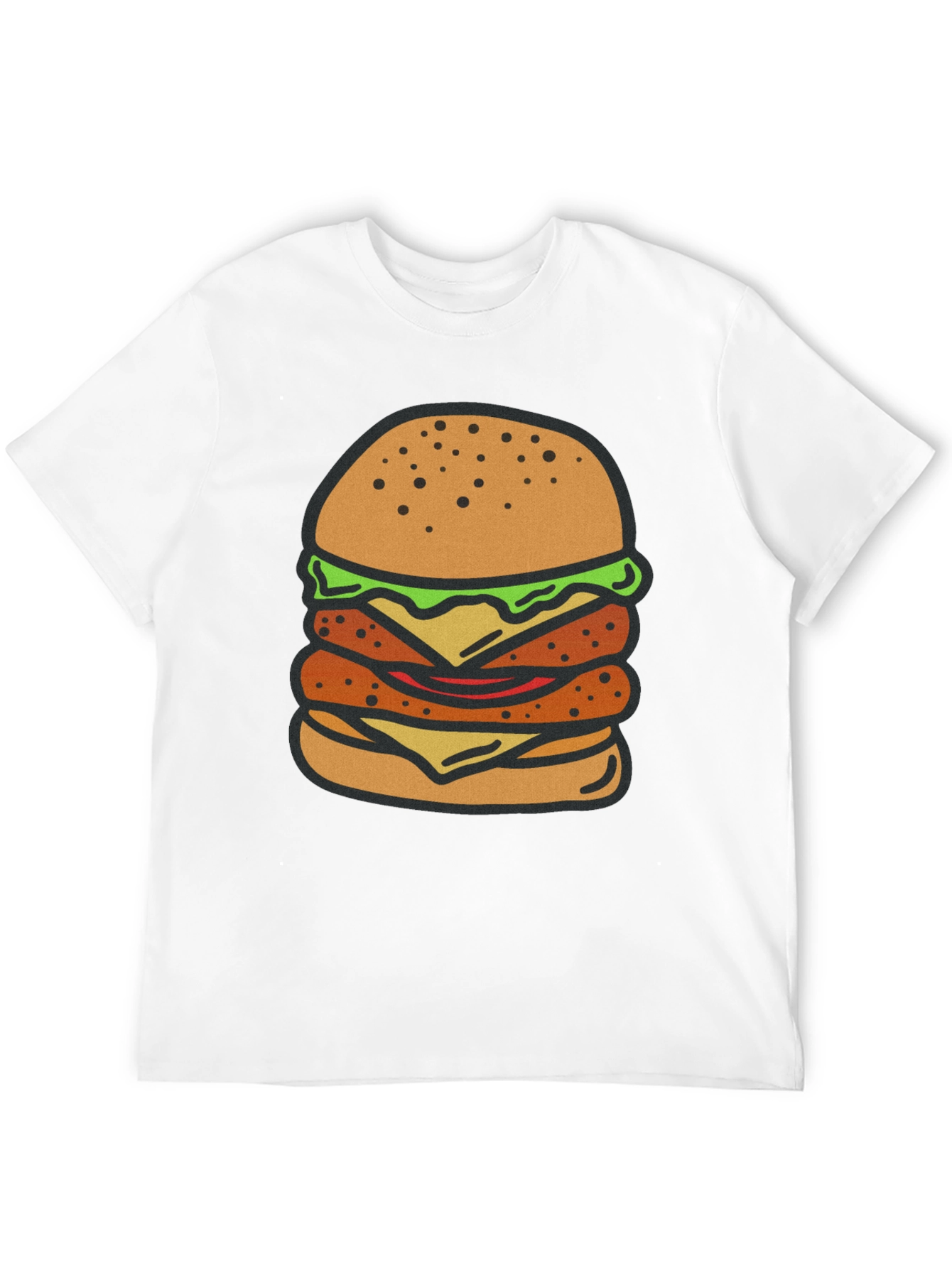 Burger Graphic Tee - Black Cotton T-Shirt
