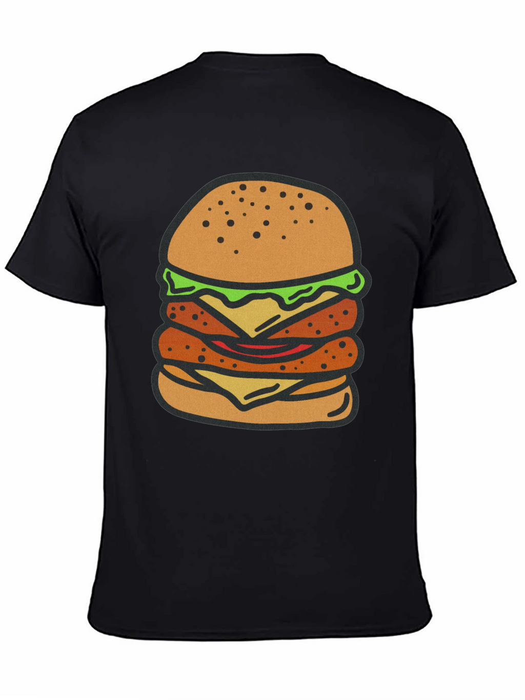 Burger Graphic Tee - Black Cotton T-Shirt