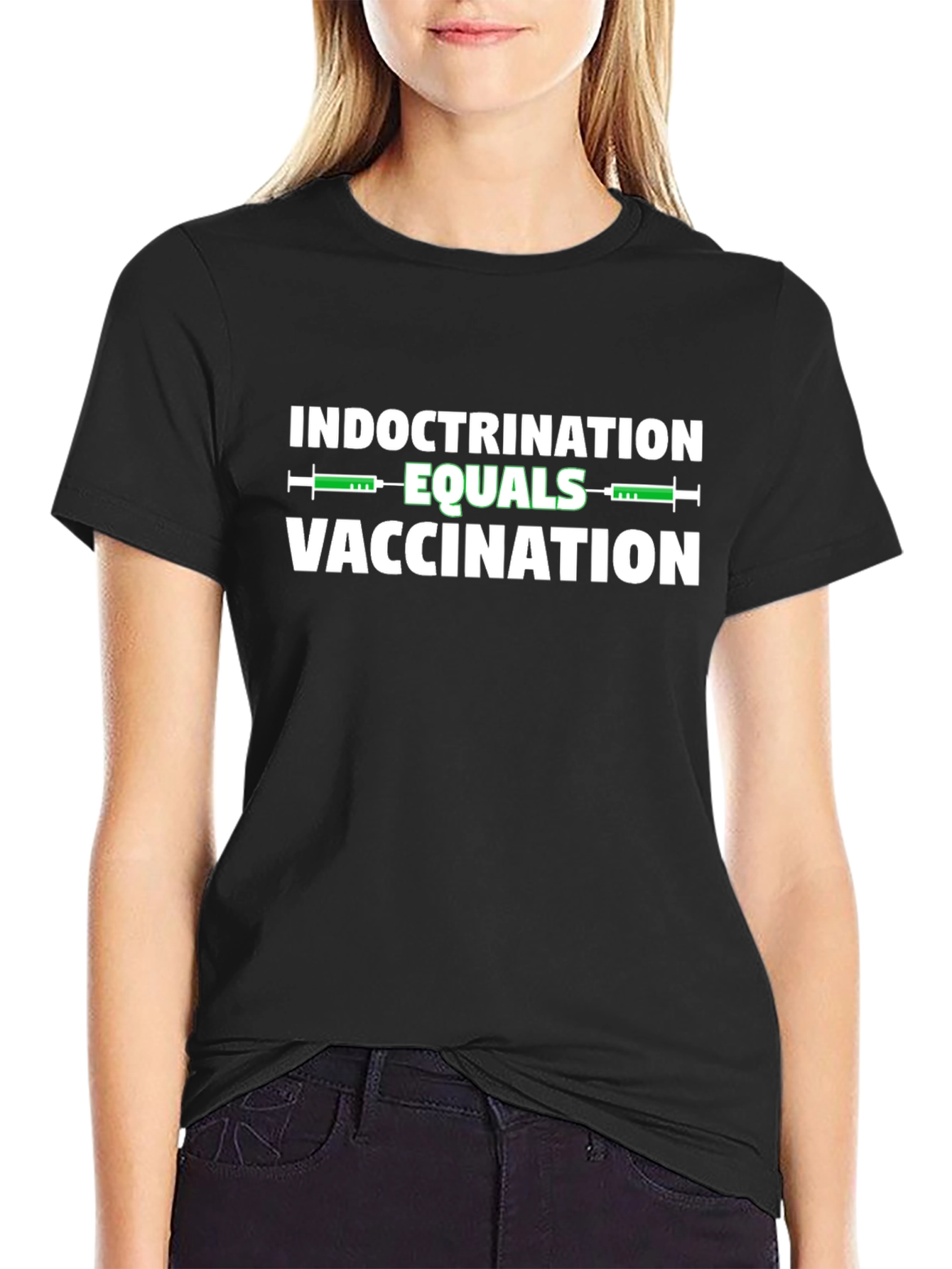 Indoctrination Equals Vaccination Graphic Tee