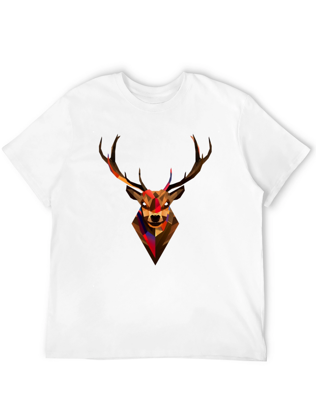 Geometric Deer Head Graphic Tee - Black