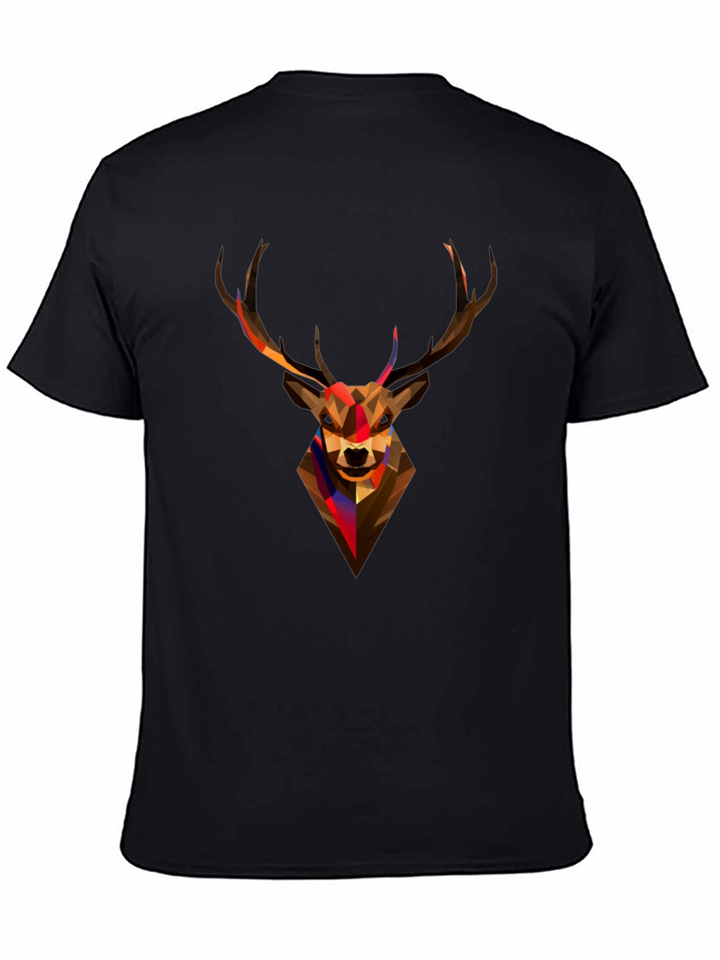 Geometric Deer Head Graphic Tee - Black