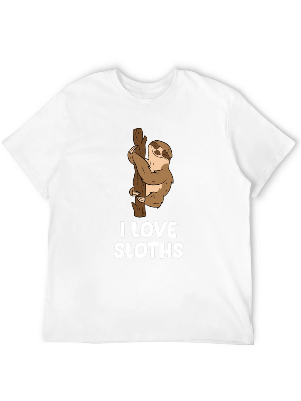 I Love Sloths Black Cotton T-Shirt