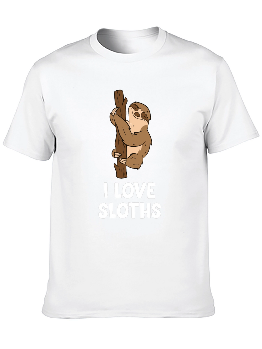 I Love Sloths Black Cotton T-Shirt