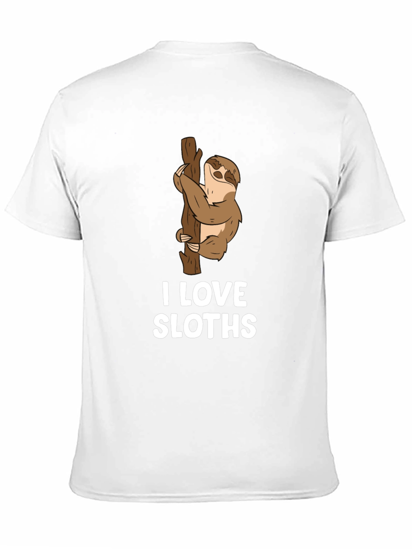I Love Sloths Black Cotton T-Shirt