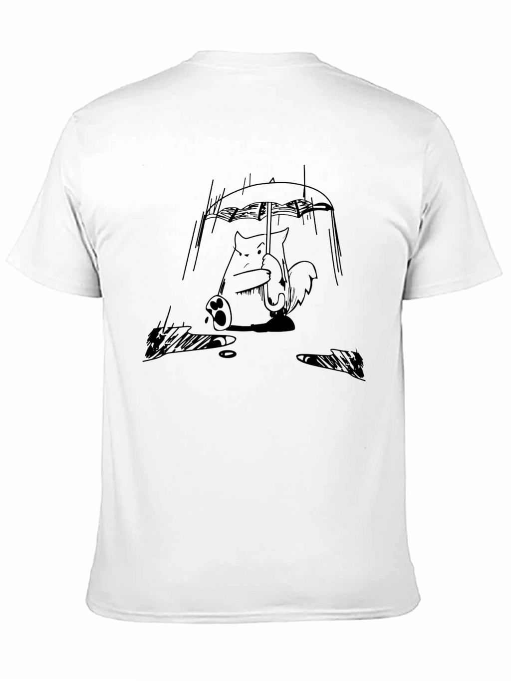 Rainy Day Cat T-Shirt - Cute Cartoon Graphic Tee