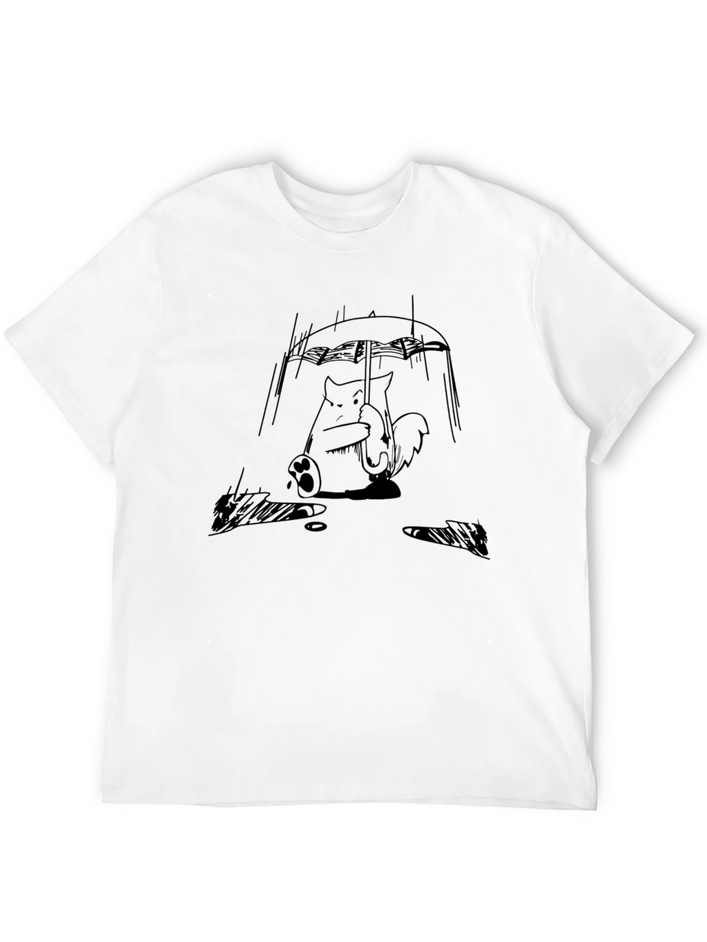 Rainy Day Cat T-Shirt - Cute Cartoon Graphic Tee