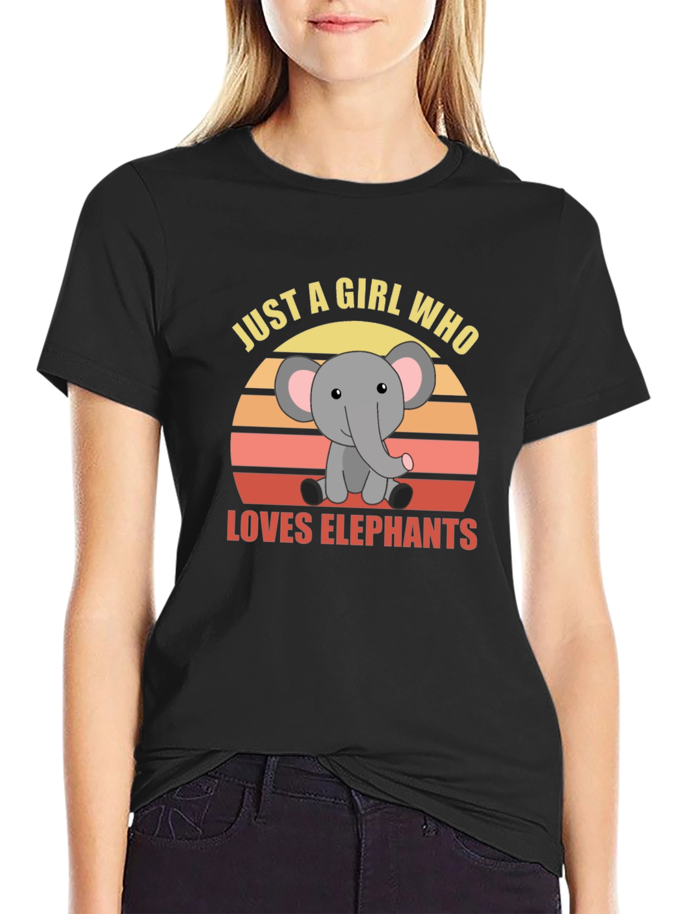 Girl Who Loves Elephants Graphic T-Shirt