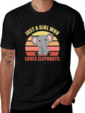 Girl Who Loves Elephants Graphic T-Shirt