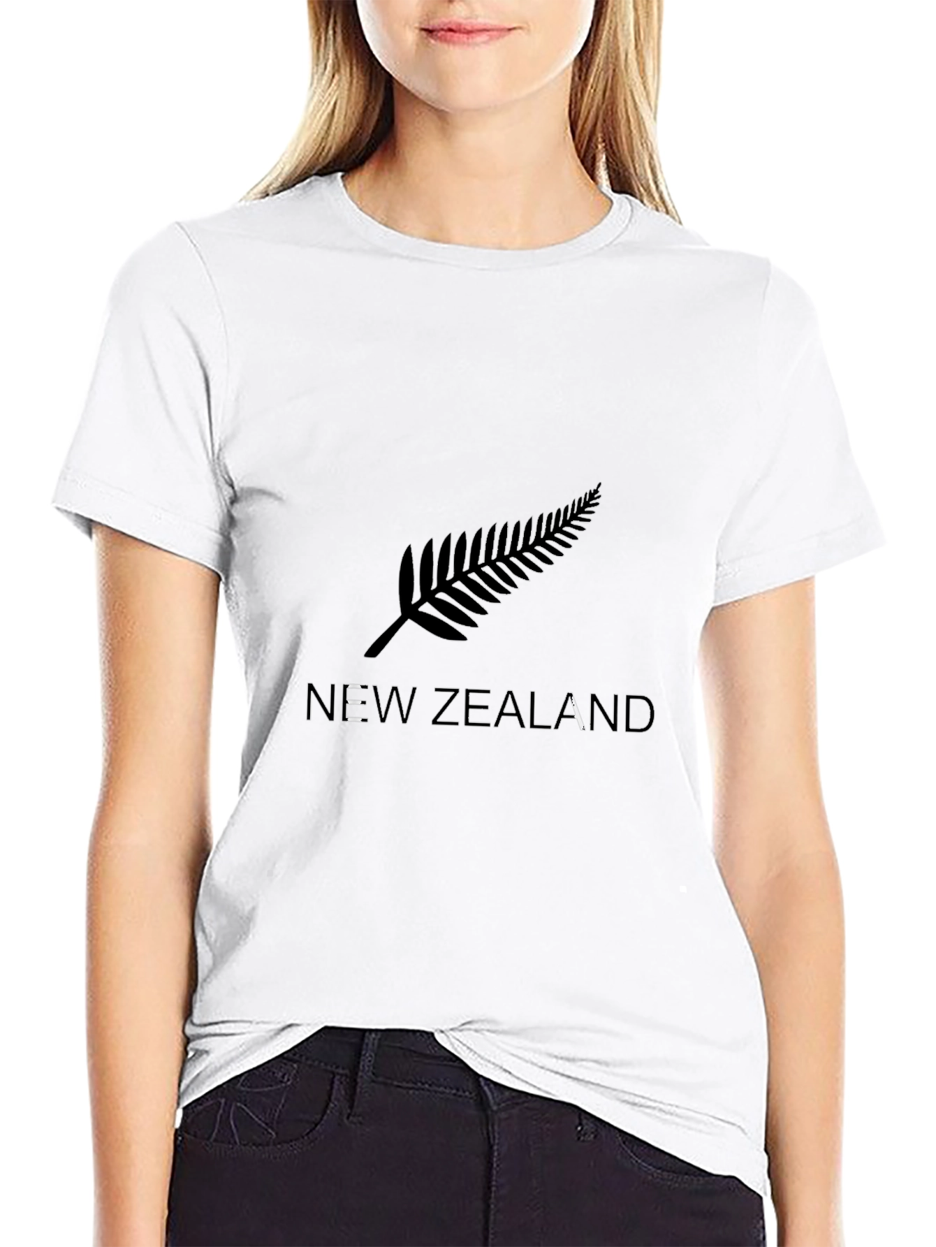 New Zealand Fern Print T-Shirt - Black