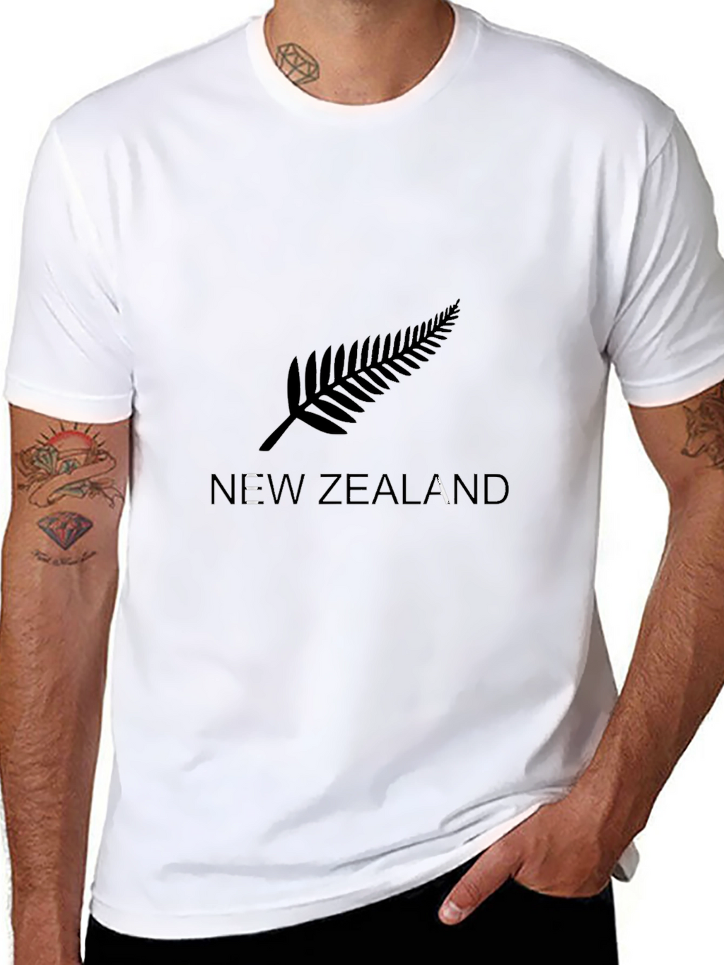 New Zealand Fern Print T-Shirt - Black