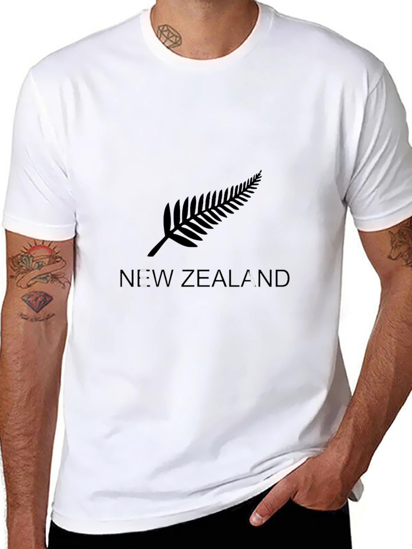 New Zealand Fern Print T-Shirt - Black