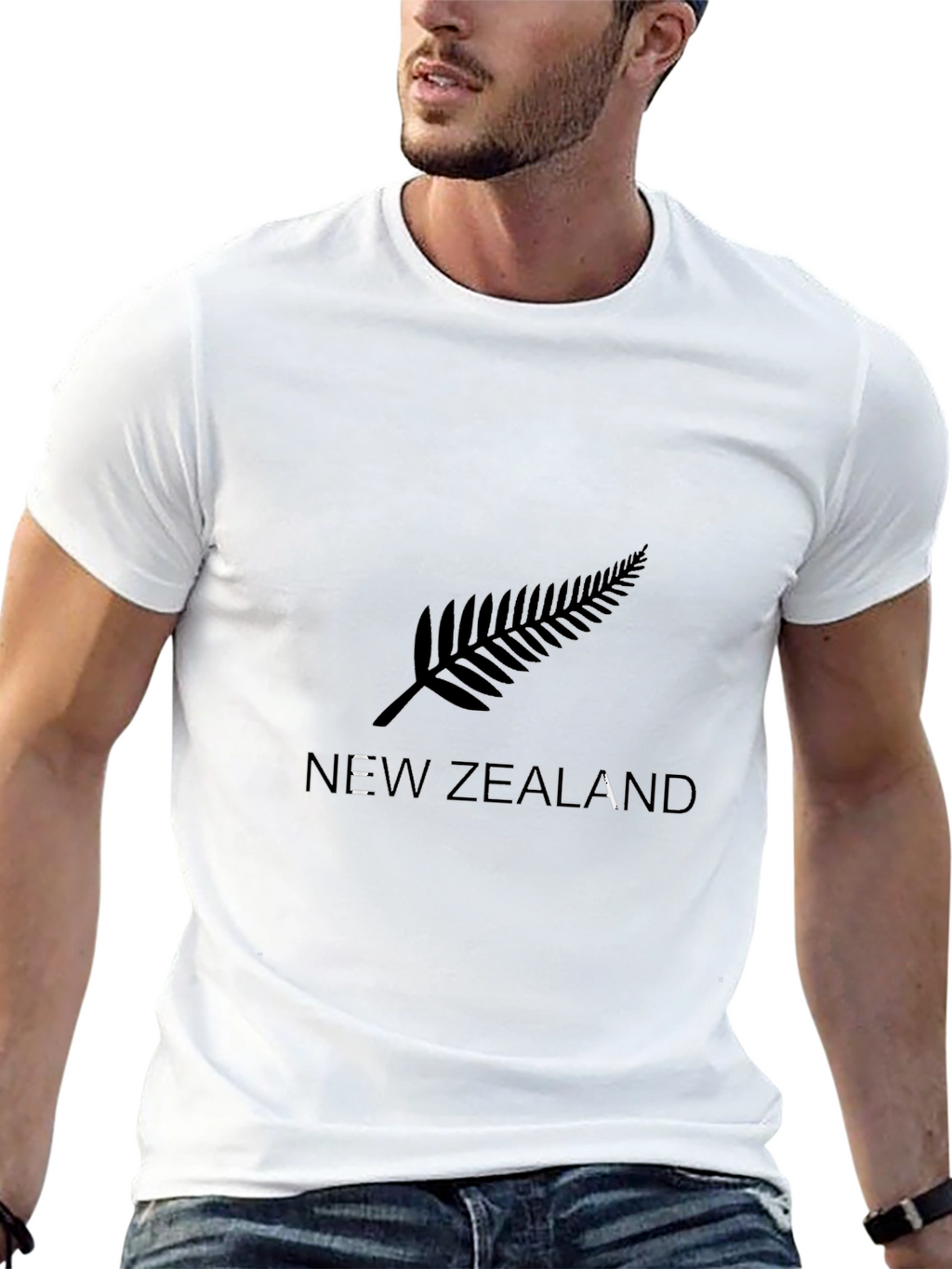 New Zealand Fern Print T-Shirt - Black