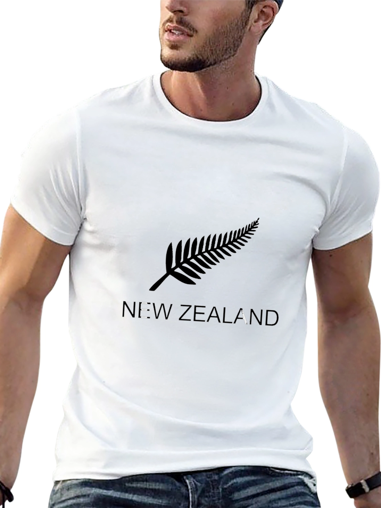 New Zealand Fern Print T-Shirt - Black