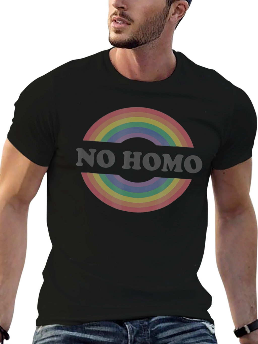 Rainbow Circle Graphic Tee - Black