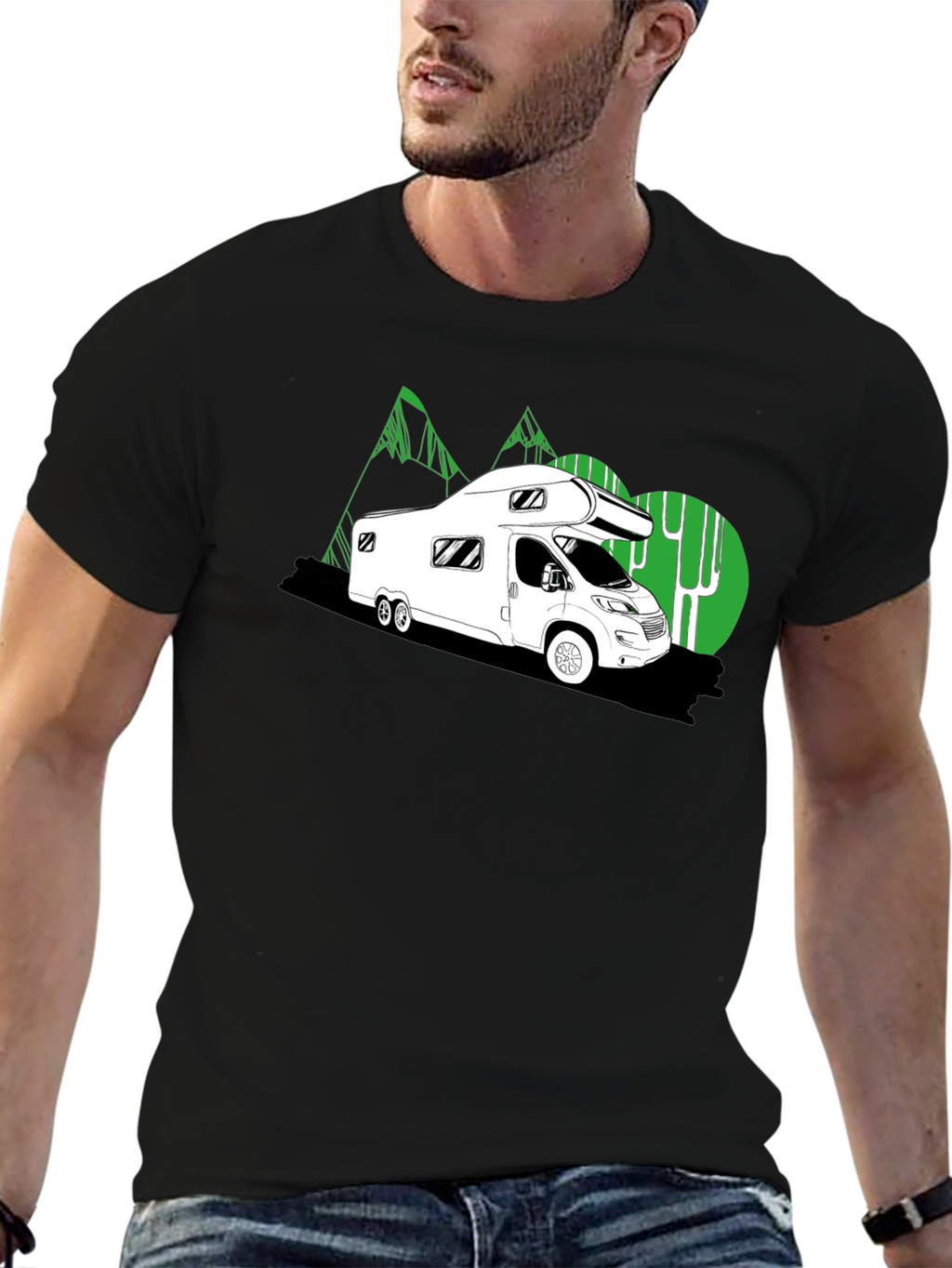 Black RV Adventure Tee -  Road Trip Style
