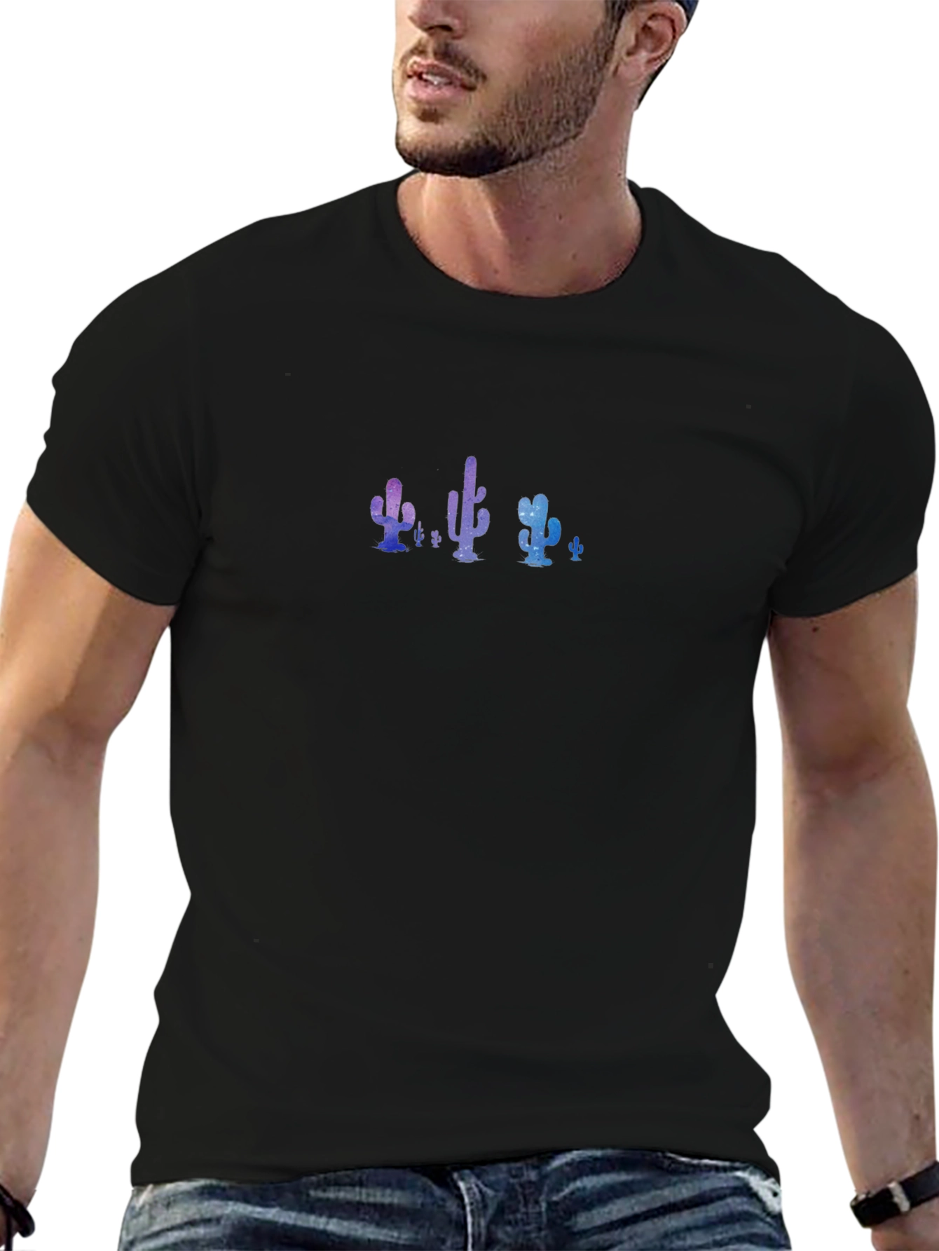 Galaxy Cactus Black T-Shirt