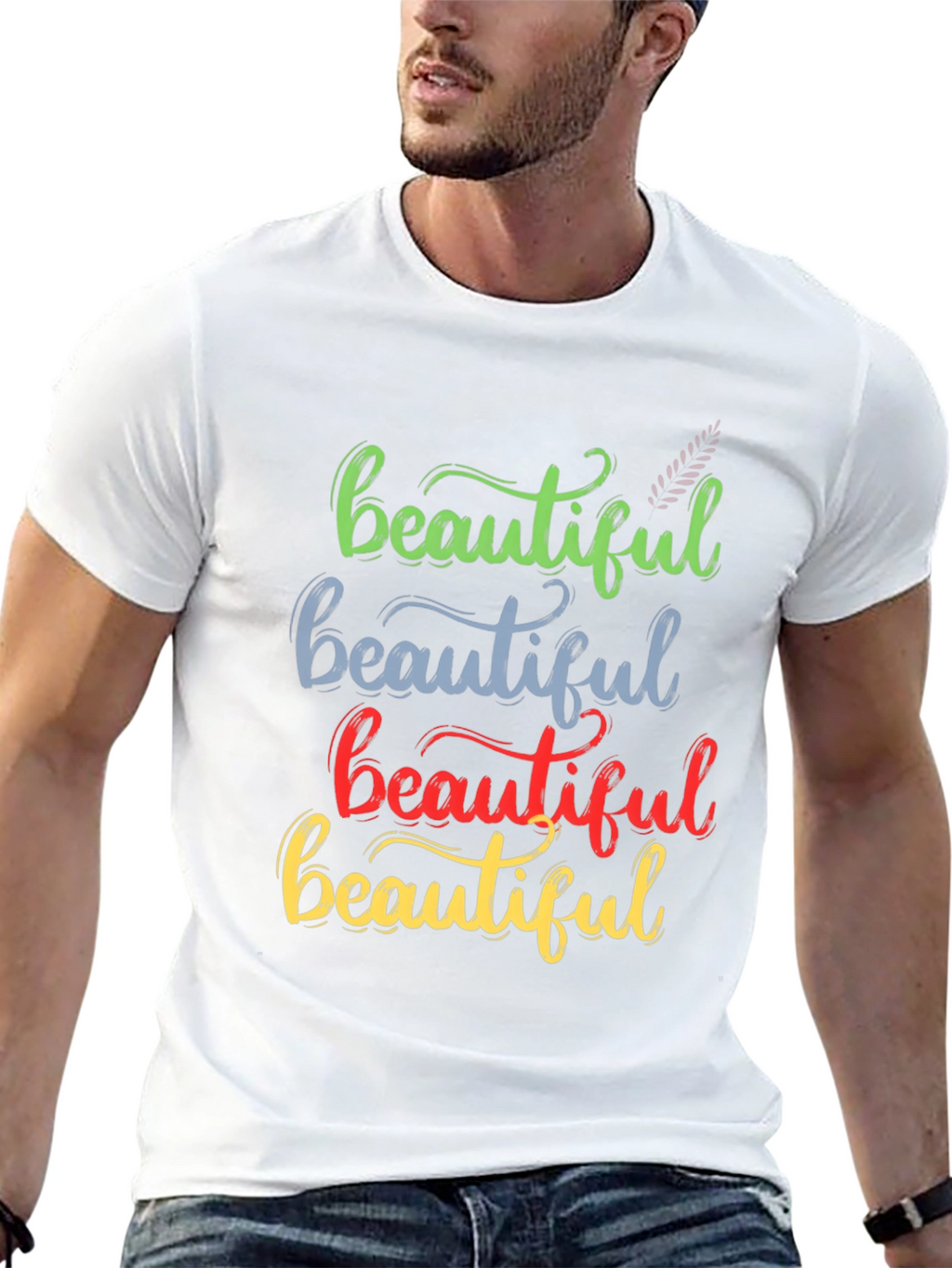 Beautiful Stacked Text T-Shirt