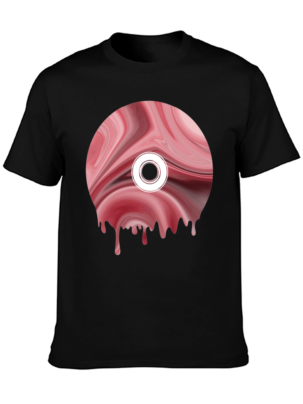Abstract Melting Disc Graphic Tee - Black
