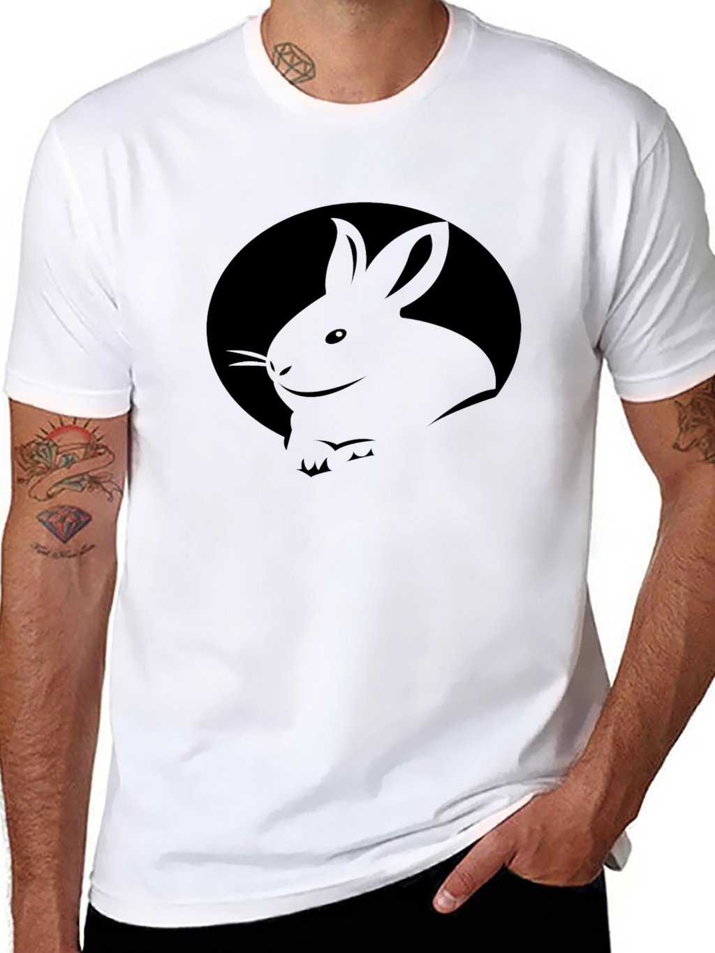 Rabbit Silhouette Graphic T-Shirt - Unisex Black Tee