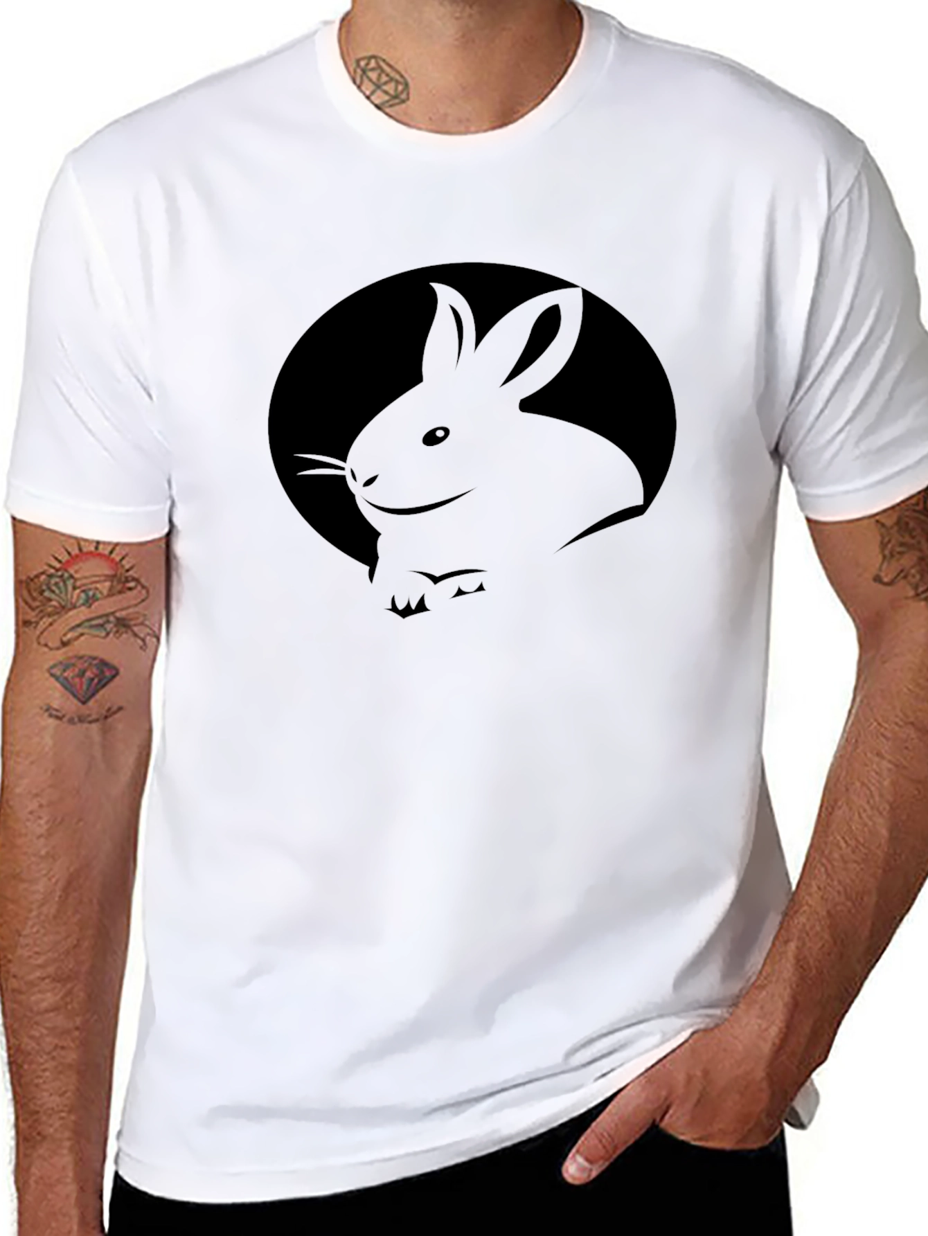 Rabbit Silhouette Graphic T-Shirt - Unisex Black Tee