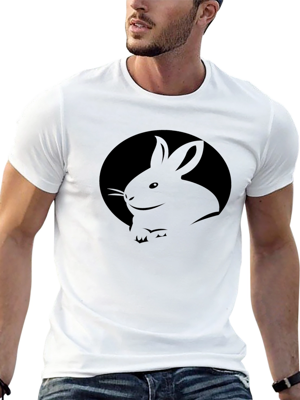Rabbit Silhouette Graphic T-Shirt - Unisex Black Tee