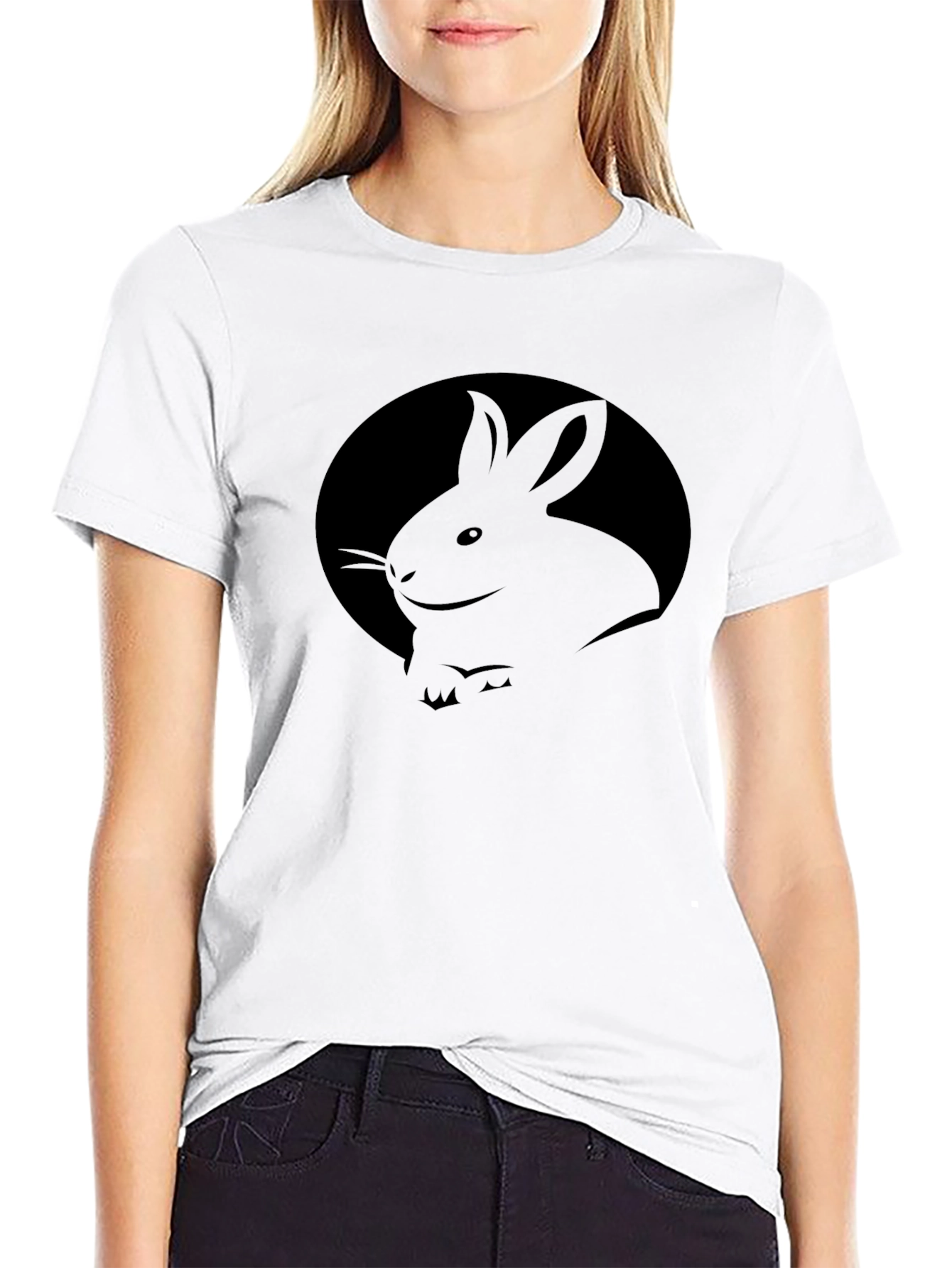 Rabbit Silhouette Graphic T-Shirt - Unisex Black Tee