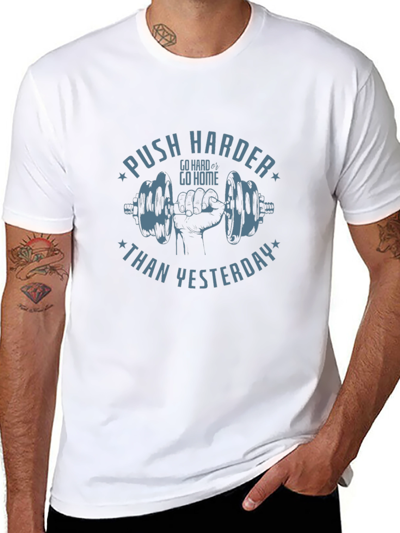 Motivational Workout T-Shirt - Push Harder Today