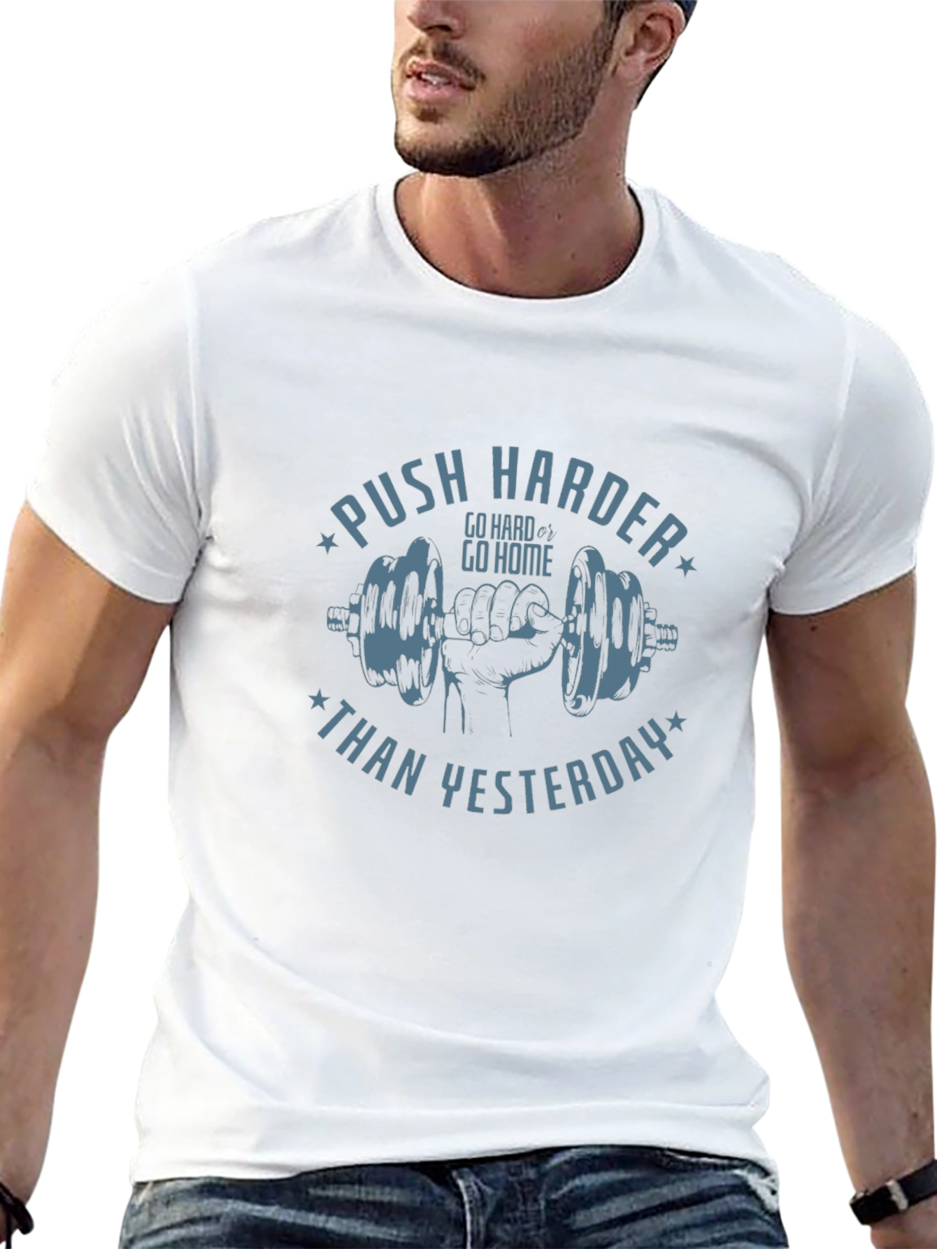 Motivational Workout T-Shirt - Push Harder Today