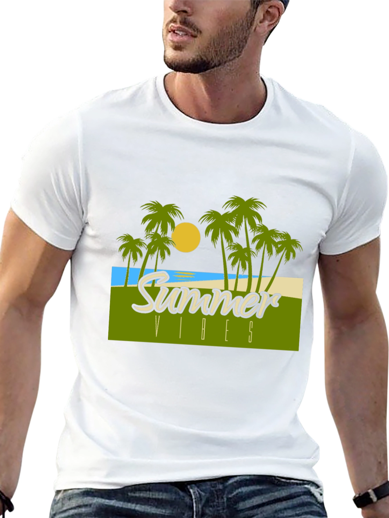 Summer Vibes Graphic T-Shirt - Tropical Design