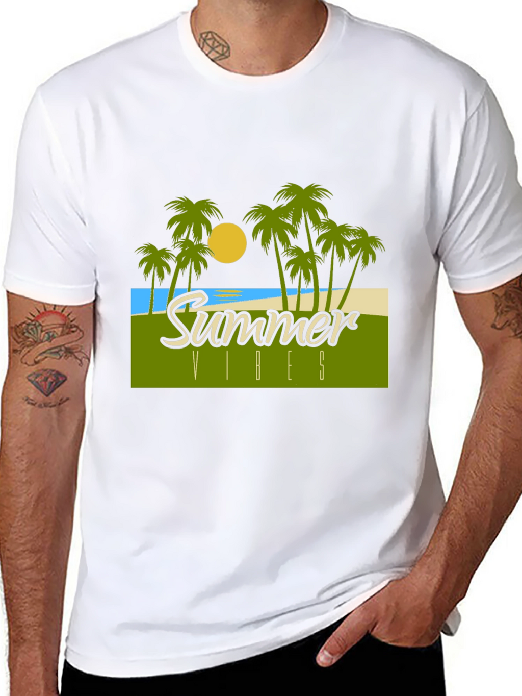 Summer Vibes Graphic T-Shirt - Tropical Design