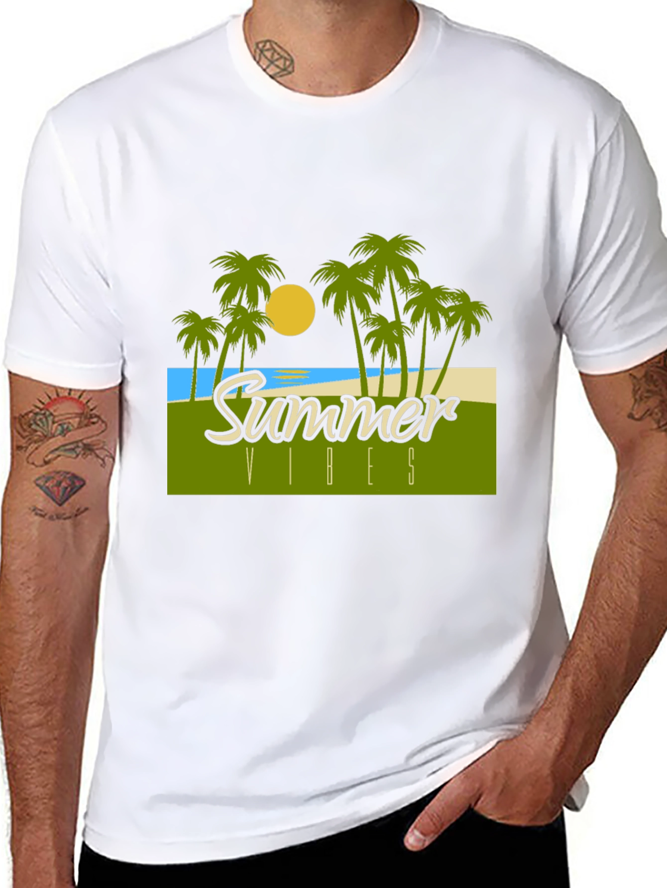 Summer Vibes Graphic T-Shirt - Tropical Design