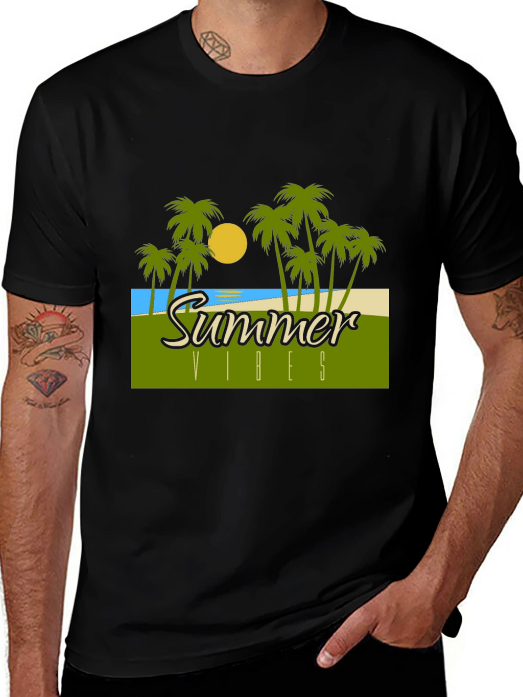 Summer Vibes Graphic T-Shirt - Tropical Design