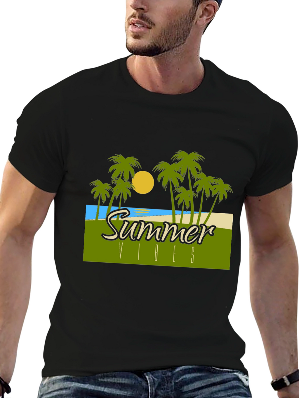 Summer Vibes Graphic T-Shirt - Tropical Design
