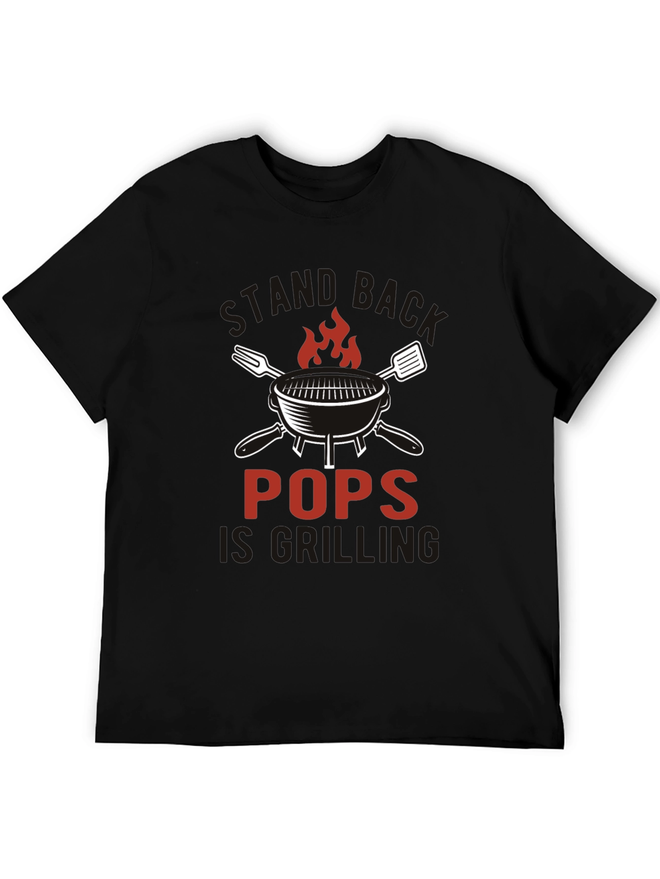 Pops is Grilling Black Cotton T-Shirt