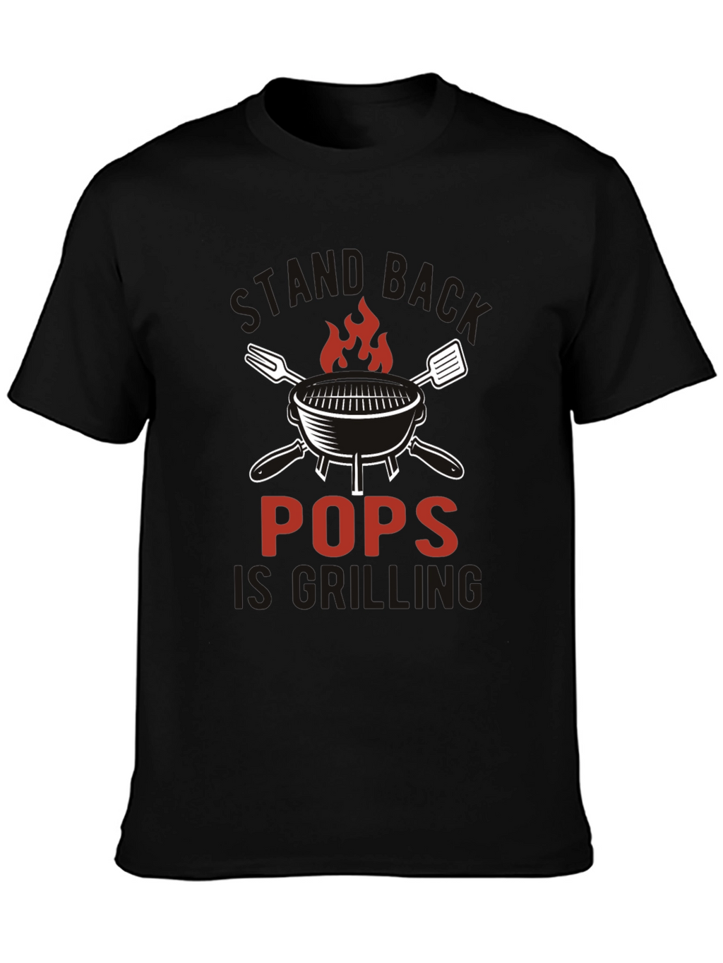 Pops is Grilling Black Cotton T-Shirt