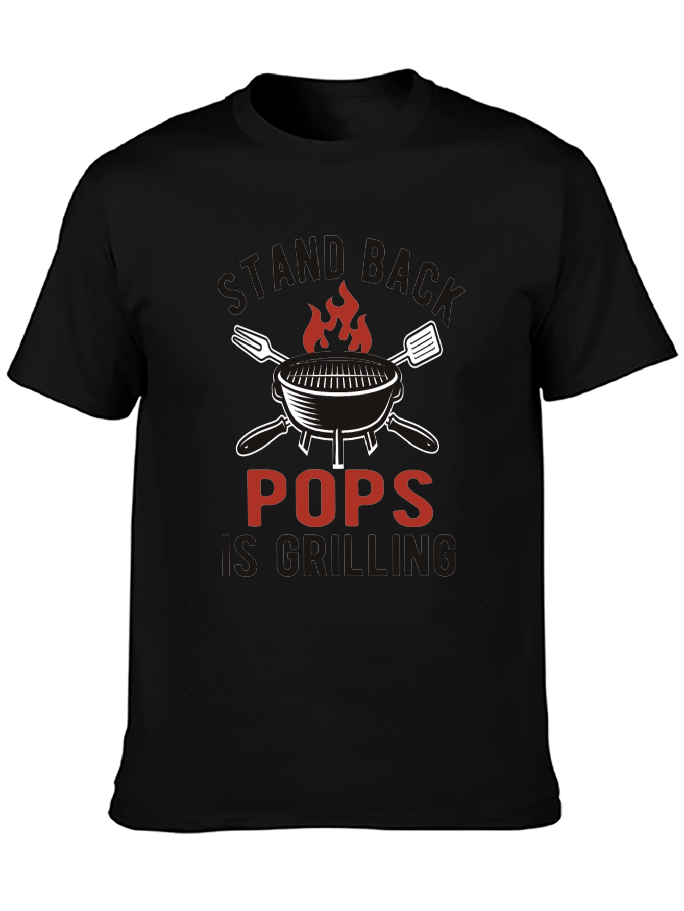 Pops is Grilling Black Cotton T-Shirt
