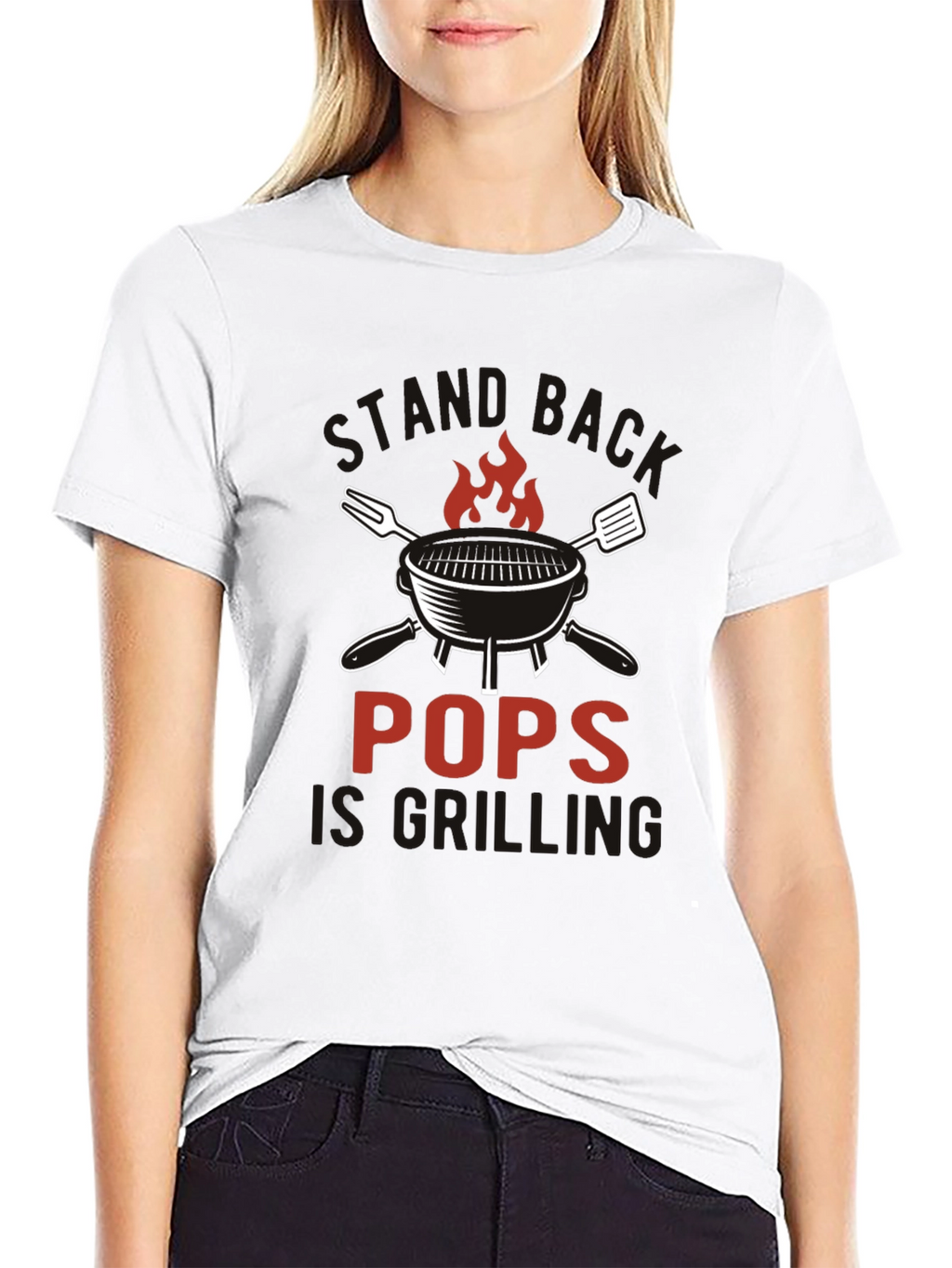 Pops is Grilling Black Cotton T-Shirt