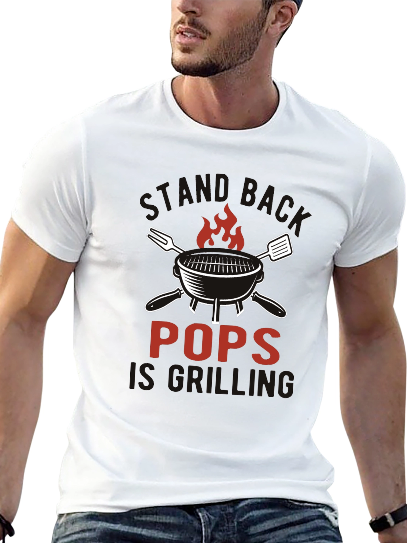 Pops is Grilling Black Cotton T-Shirt