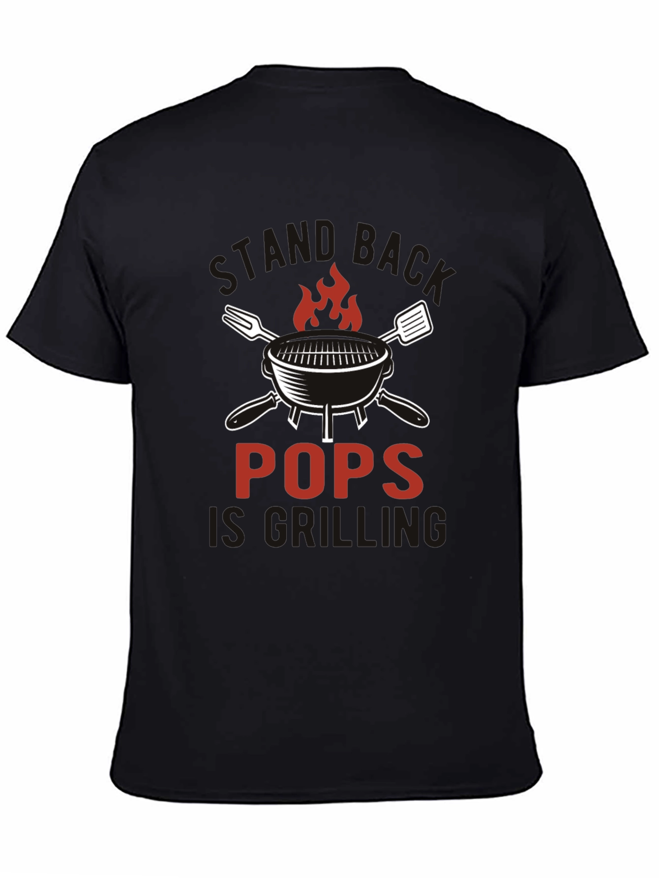 Pops is Grilling Black Cotton T-Shirt
