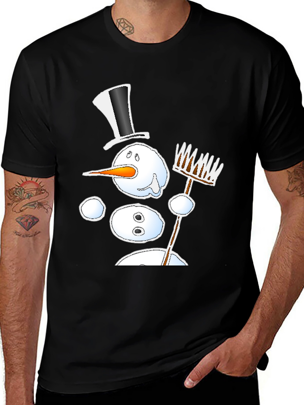 Melting Snowman Graphic Tee - Winter Fun